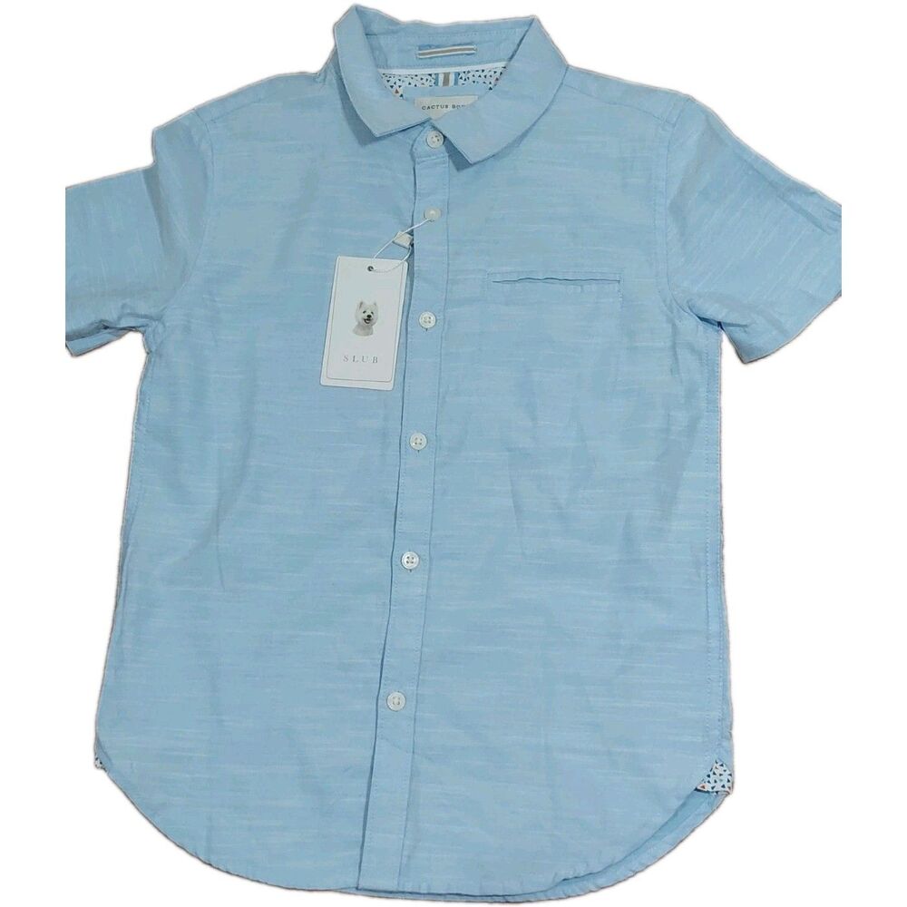 Cactus Boys Light Blue Short Sleeve Toddler Shirt Size 7